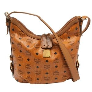 MCM Cognac Visetos Coated Canvas Hobo